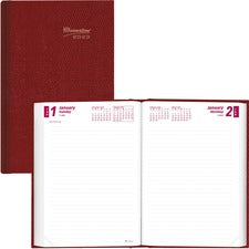 Brownline Untimed Daily Planner - Daily - January 2023 - December 2023 - 7 1/2" Sheet Size - Desktop - Red - 1 Each