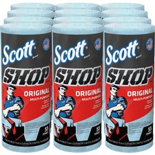 Scott Original Shop Towels - Fresh - 10.40" x 11" - Blue - Absorbent, Durable - For Multi Surface - 55 - 12 / Carton