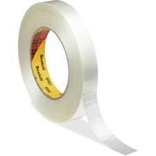 Scotch Premium-Grade Filament Tape - 60 yd Length x 1" Width - 6.6 mil Thickness - 3" Core - Synthetic Rubber - Glass Yarn Backing - 1 / Roll - Clear