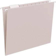 Smead Colored 1/5 Tab Cut Letter Recycled Hanging Folder - 8 1/2" x 11" - Top Tab Location - Assorted Position Tab Position - Vinyl - Gray - 10% Recycled - 25 / Box