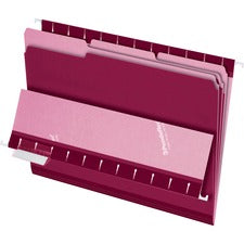 Interior File Folders, 1/3-cut Tabs: Assorted, Letter Size, Burgundy, 100/box