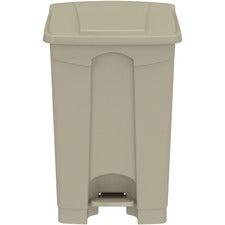 Safco Plastic Step-on Waste Receptacle - 12 gal Capacity - Foot Pedal, Lightweight, Easy to Clean - 23.8" Height x 15.8" Width x 16" Depth - Plastic - Tan - 1 Carton