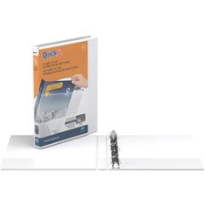 QuickFit D-Ring View Binders - 5/8" Binder Capacity - Letter - 8 1/2" x 11" Sheet Size - 150 Sheet Capacity - D-Ring Fastener(s) - 2 Internal Pocket(s) - Vinyl - White - Recycled - Print-transfer Resistant, PVC-free, Exposed Rivet - 1 Each