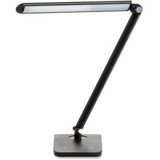 Safco Vamp LED Flexible Light - 16.8" Height - 5" Width - 9 W LED Bulb - Dimmable, Flexible Neck, USB Charging, Adjustable Brightness - 550 lm Lumens - ABS Plastic, Aluminum - Desk Mountable - Black - for Desk, Table