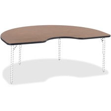 Lorell Medium Oak Kidney Shaped Activity Tabletop - High Pressure Laminate (HPL) Kidney-shaped, Medium Oak Top - 72" Table Top Width x 48" Table Top Depth x 1.13" Table Top Thickness