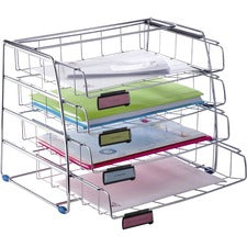 Alba Letter Tray - 4 Tier(s) - 12.4" Height x 12.2" Width15.4" Length - Chrome - Metal