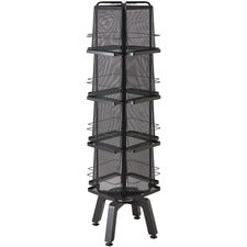 Safco Onyx Mesh Rotating Magazine Stand - 16 Pocket(s) - 58.6" Height x 18.3" Width x 18.3" Depth - Floor - 28% Recycled - Black - Steel, Polyvinyl Chloride (PVC) - 1 Each