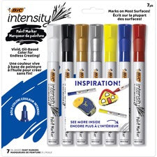 BIC Intensity Paint Marker - Bullet Marker Point Style - Assorted Oil Based Ink - 7 Pack