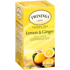 Twinings of London Lemon & Ginger Herbal Tea Bag - 1.3 oz - 25 / Box