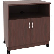 Lorell Mobile Machine Stand with Shelf - 30.8" Height x 28" Width x 19.3" Depth - Mahogany - Laminated Particleboard - Mahogany