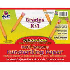 Pacon Grades K - 1 Multi - sensory Handwriting Tablet - Letter - 11" x 8.5" - Wide Rule - 100 Sheets/Pack - White