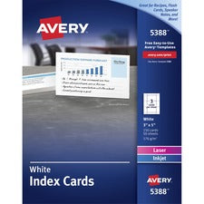 Printable Index Cards With Sure Feed, Unruled, Inkjet/laser, 3 X 5, White, 150 Cards, 3 Cards/sheet, 50 Sheets/box