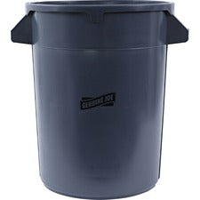 Genuine Joe Heavy-duty Trash Container - 32 gal Capacity - Heavy Duty, Handle - Plastic - Gray - 1 Each