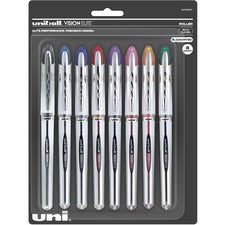 uniball&trade; Vision Elite Rollerball Pen - Bold Pen Point - 0.8 mm Pen Point Size - Refillable - Retractable - Assorted Gel-based Ink - 8 / Pack