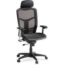 Lorell ErgoMesh Series High-Back Mesh Chair - Black Mesh Seat - Mesh Back - Plastic, Steel Frame - Black - 1 Each