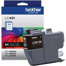 Brother LC401BKS Original Standard Yield Inkjet Ink Cartridge - Single Pack - Black - 1 Pack - 200 Pages