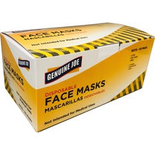 Genuine Joe Disposable Face Mask - Recommended for: Face - Disposable, Latex-free, 3-ply, Breathable, Comfortable, Elastic Loop, Earloop Style Mask, Flexible - Particulate Protection - Blue - 50 / Box