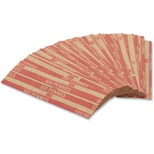 PAP-R Flat Coin Wrappers - Total $0.50 in 50 Coins of 1� Denomination - Heavy Duty - Paper - Red