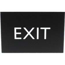 Lorell Exit Sign - 1 Each - 4.5" Width x 6.8" Height - Rectangular Shape - Easy Readability, Braille - Plastic - Black