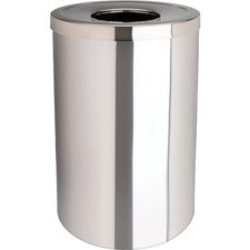 Genuine Joe 30 Gallon Stainless Steel Trash Receptacle - 30 gal Capacity - Durable, Heavy Duty - 31.5" Height x 20" Diameter - Stainless Steel - Silver - 1 Each