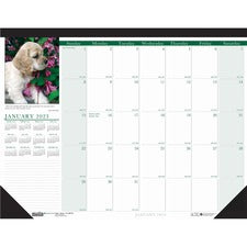 House of Doolittle Earthscapes Puppies Photo Desk Pad - Julian Dates - Monthly - 1 Year - January 2023 - December 2023 - 1 Day Single Page Layout - 22" x 17" Sheet Size - 2.88" x 2.25" Block - Desk Pad - White - Leatherette, Paper - 1 Each