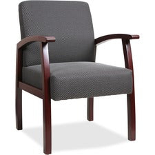 Lorell Deluxe Guest Chair - Mahogany Frame - Charcoal - 1 Each
