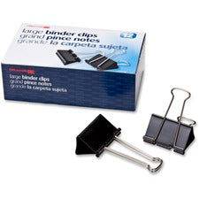 Officemate Binder Clips - Large - 2" Width - 1" Size Capacity - 12 / Box - Black