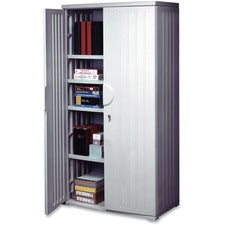 Rough N Ready Storage Cabinet, Four-shelf, 36w X 22d X 72h, Platinum