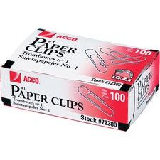Paper Clips, #1, Smooth, Silver, 100 Clips/box, 10 Boxes/pack