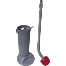 Ergo Toilet Bowl Brush Complete: Wand, Brush Holder And Two Heads, Gray