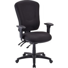Lorell Accord Fabric Swivel Task Chair - Black Polyester Seat - Black Frame - 1 Each