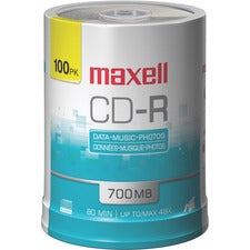 Cd-r Discs, 700 Mb/80 Min, 48x, Spindle, Silver, 100/pack