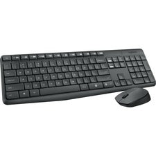 Logitech MK235 Keyboard & Mouse (Keyboard English Layout only) - USB Wireless RF - English - Black - USB Wireless RF - Optical - Scroll Wheel - QWERTY - Black - AAA, AA - Compatible with Desktop Computer for PC, Linux, Chrome OS - 1 Pack