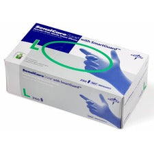 Medline SensiCare Ice Blue Nitrile Exam Gloves - Large Size - Dark Blue - Powder-free, Comfortable, Chemical Resistant, Latex-free, Beaded Cuff, Textured Fingertip, Non-sterile, Durable - For Medical - 250 / Box - 9.50" Glove Length