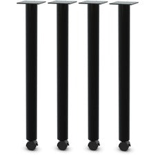 Lorell Relevance Tabletop Post Legs - 1" x 2"27.8" , 2" Caster - Material: Steel - Finish: Black