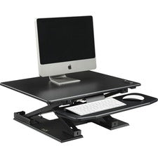 Lorell Sit-to-Stand Electric Desk Riser - Up to 33" Screen Support - Flat Panel Display Type Supported - 17.1" Height x 28.8" Width x 35.8" Depth - Desktop - Aluminum - Black