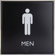 Lorell Restroom Sign - 1 Each - Men Print/Message - 8" Width x 8" Height - Square Shape - Easy Readability, Injection-molded - Plastic - Black