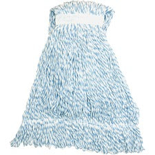 Genuine Joe GJOMBW1B, Hygrade Blue Stripes 4-ply Mophead, 1 Each, Blue,White - Rayon, Yarn