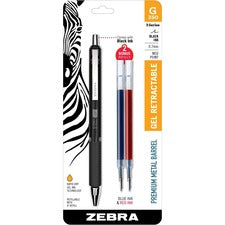 Zebra STEEL 3 Series G-350 Retractable Gel Pen - 0.7 mm Pen Point Size - Refillable - Retractable - Black Gel-based Ink - Metal Barrel - 1 Each