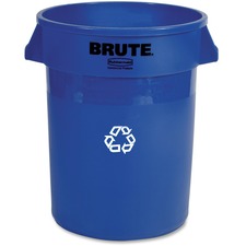 Rubbermaid Commercial Brute 32-Gallon Vented Recycling Container - 32 gal Capacity - Round - Handle, Heavy Duty, Reinforced, UV Coated, Damage Resistant, Warp Resistant, Peel Resistant - 27.3" Height x 21.9" Diameter - Plastic - Blue - 1 Each