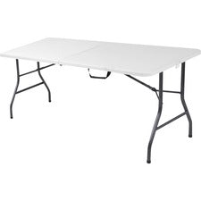 Cosco 6 foot Centerfold Blow Molded Folding Table - Rectangle Top - Folding Base - 29.63" Table Top Width x 72" Table Top Depth - 29.25" Height - White