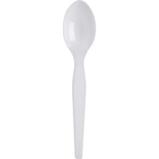 Plastic Cutlery, Heavyweight Teaspoons, White, 1,000/carton