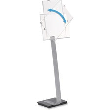 DURABLE&reg; INFO SIGN Tabloid Floor Stand - 11" x 17" Sign - 43" - 50" Height - Rectangular Shape - Acrylic, Stainless Steel - Updateable - Silver - 1 Pack