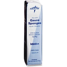 Medline Nonsterile Woven Gauze Sponges - 12 Ply - 2" x 2" - 200/Box - White