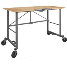 Cosco Smartfold Portable Work Desk Table - Four Leg Base - 4 Legs x 14.50" Table Top Width x 25.51" Table Top Depth - 55.25" Height - Gray - Steel - Hardwood Top Material