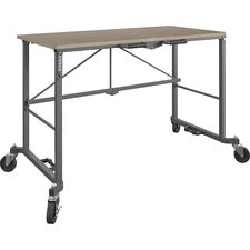 Cosco Smartfold Portable Work Desk Table - Rectangle Top - Four Leg Base - 4 Legs x 51.40" Table Top Width x 26.50" Table Top Depth - 55.45" Height - Assembly Required - Brown - Steel - Medium Density Fiberboard (MDF) Top Material