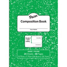 Pacon Composition Book - 24 Sheets - 48 Pages - 9.8" x 7.5" - Green Marble Cover - Durable Cover, Soft Cover, Recyclable - 1 Each