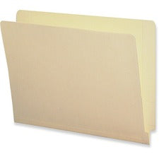 Business Source Straight Tab Cut Letter Recycled End Tab File Folder - 8 1/2" x 11" - End Tab Location - 10% Recycled - 100 / Box