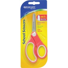 Westcott Soft Handle 5" Kids Value Scissors - 5" Overall Length - Left/Right - Stainless Steel - Blunted Tip - Assorted - 1 Each