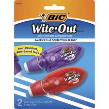 Wite-out Mini Twist Correction Tape, Non-refillable, Blue/fuchsia Applicators 0.2" X 314", 2/pack